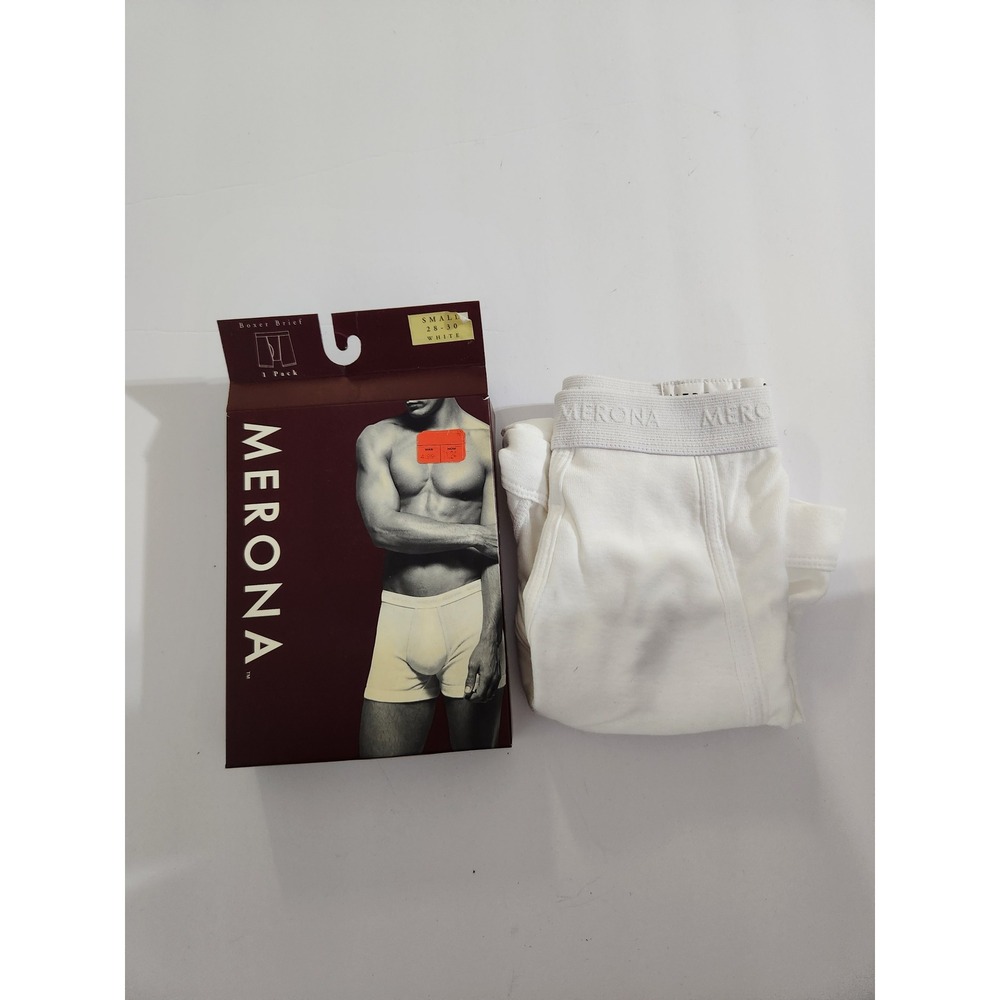 Merona‎ Boxer Brief White 1999 Vintage 100% Cotton Small 28-30
